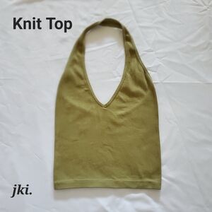 Olive Knit Halter Top